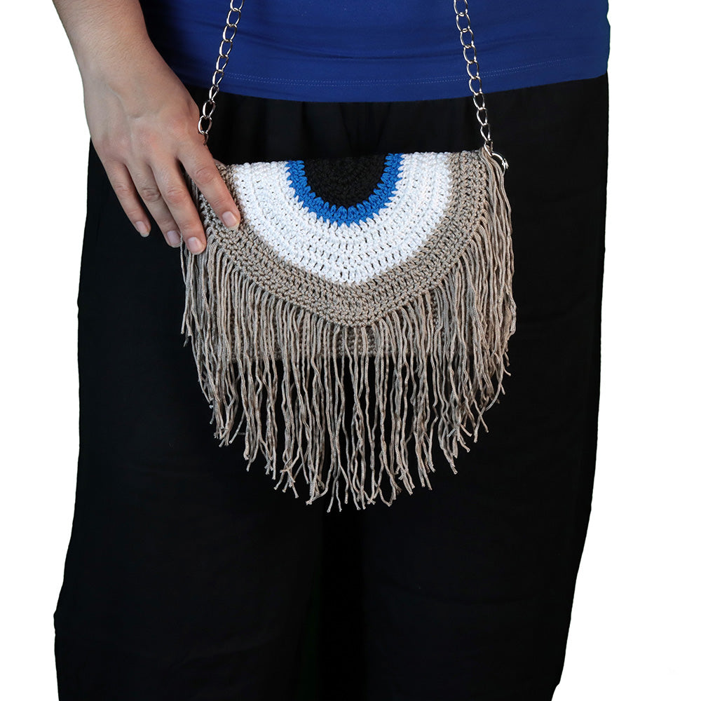 crochet evil eye clutch bag