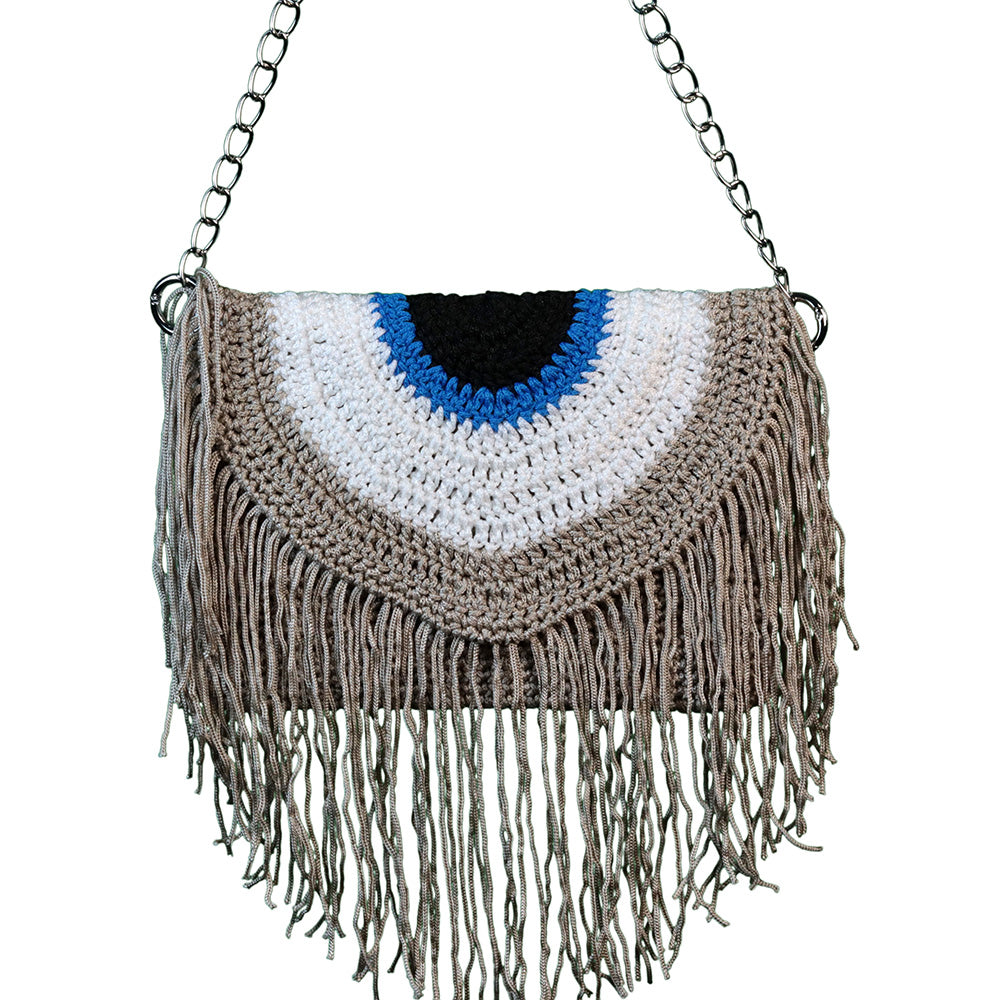 crochet evil eye clutch bag