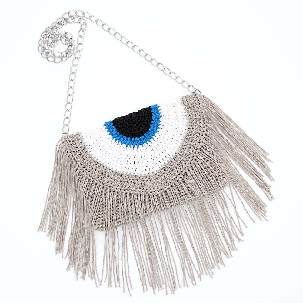 crochet evil eye clutch bag