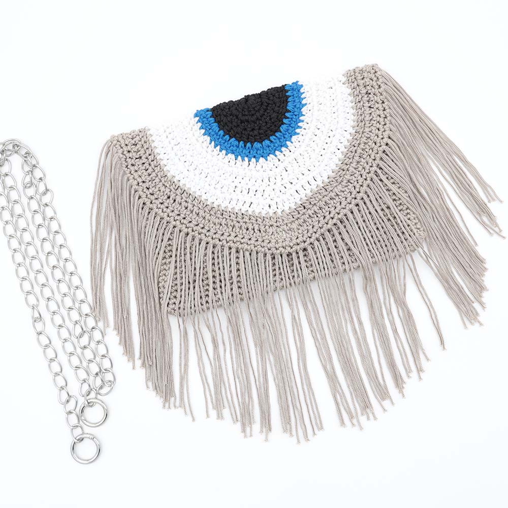 crochet evil eye clutch bag